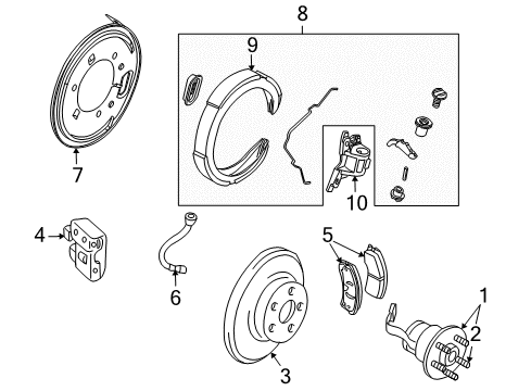 2006 Cadillac XLR Parking Brake Caliper Kit, Rear Brake Diagram for 19208043