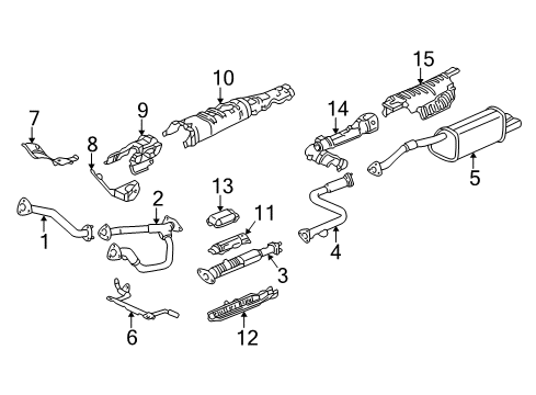 2003 Acura RL Exhaust Components Muffler Set, Exhaust Diagram for 18030-SZ3-A00