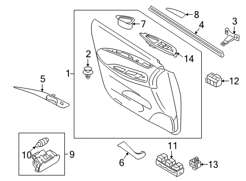 2016 Infiniti QX50 Power Seats Main Power Window Switch Assembly Diagram for 25401-1BA6A