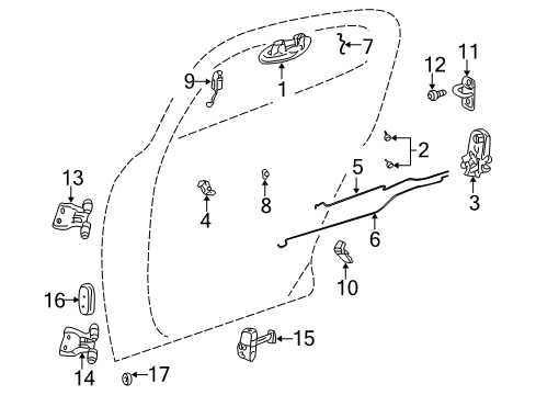 2001 Dodge Stratus Rear Door - Lock & Hardware Rear Door Latch Diagram for 4878829AG