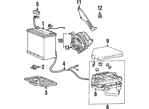 1996 Hyundai Elantra Alternator, Battery Cable Assembly-Battery Diagram for 37200-29000
