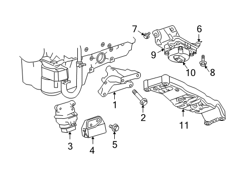 2008 Dodge Magnum Engine & Trans Mounting Support-Engine Support Diagram for 5166040AB