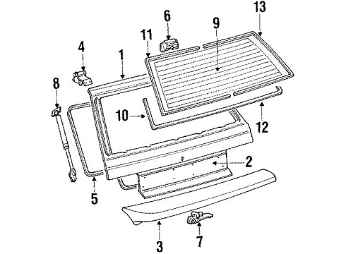1989 Mitsubishi Mirage Gate & Hardware Arm Asm R/WINDOW WIPER Diagram for MB541608