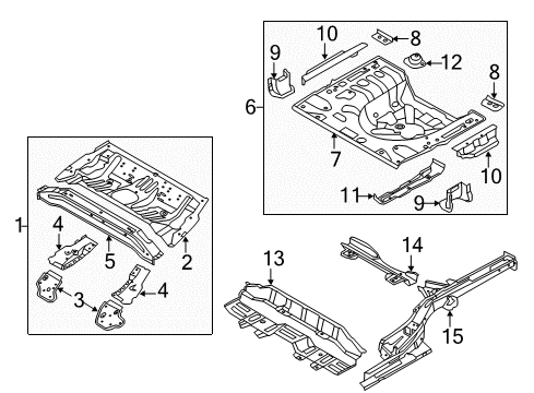 2012 Hyundai Elantra Rear Body - Floor & Rails Panel Assembly-Rear Floor, Front Diagram for 65512-3Y000