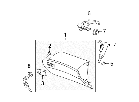 2009 Acura MDX Glove Box Cap, Glove Box Damper Diagram for 77532-SHJ-A01