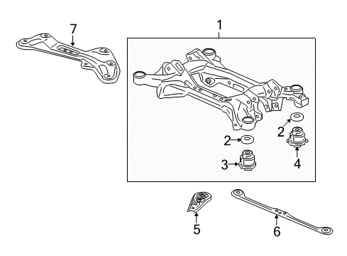 2012 Acura TL Suspension Mounting - Rear Rubber, Rear Sub-Frame Mounting (Upper) Diagram for 50361-TK4-A01