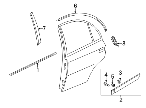 2007 Hyundai Accent Exterior Trim - Rear Door Moulding Assembly-Rear Door Waist Line, RH Diagram for 87732-1E000