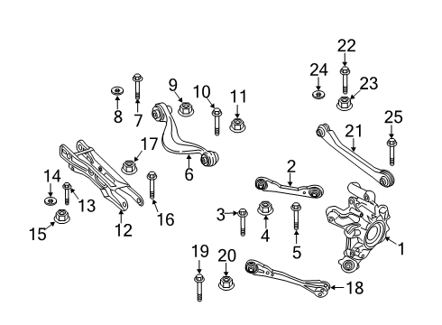 2021 BMW X3 Rear Suspension Components, Lower Control Arm, Upper Control Arm, Ride Control, Stabilizer Bar Hex Nut With Flange Diagram for 37106789678