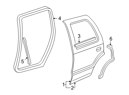 2007 Buick Rainier Rear Door Surround Weatherstrip Diagram for 19120580