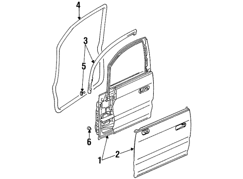 1996 Honda Odyssey Front Door Sub-Seal, R. FR. Door Diagram for 72325-SX0-003