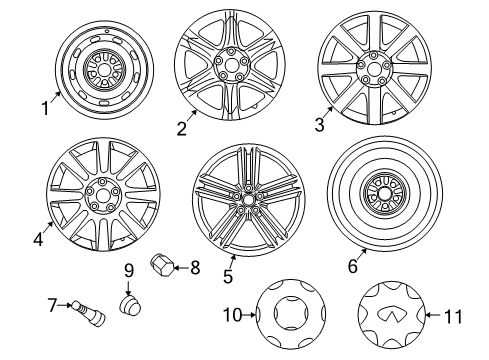 2006 Infiniti Q45 Wheels, Covers & Trim Road Wheel Nut Diagram for 40224-EJ20A