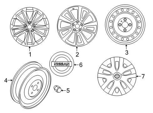 2019 Nissan Rogue Sport Wheels, Covers & Trim Wheel-Aluminum Diagram for D0C00-6FM1A