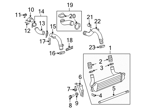 2007 Pontiac Solstice Powertrain Control Air Cooler Coolant Hose (Inlet At Cooler) Diagram for 19129925