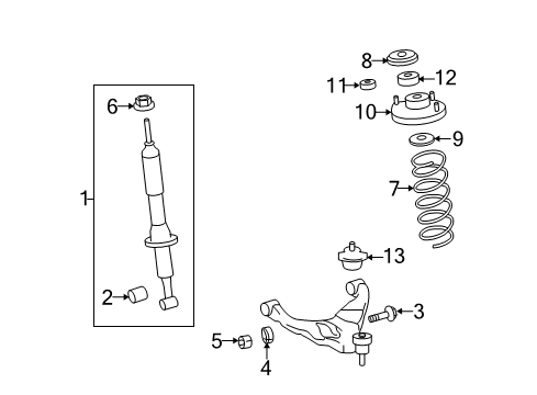 2016 Toyota 4Runner Struts & Components - Front Strut Mount Cushion Diagram for 90948-01100