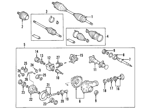 2003 Toyota Sequoia Front Axle, Axle Shafts & Joints, Differential, Drive Axles, Propeller Shaft Outer Boot Diagram for 04438-0C010