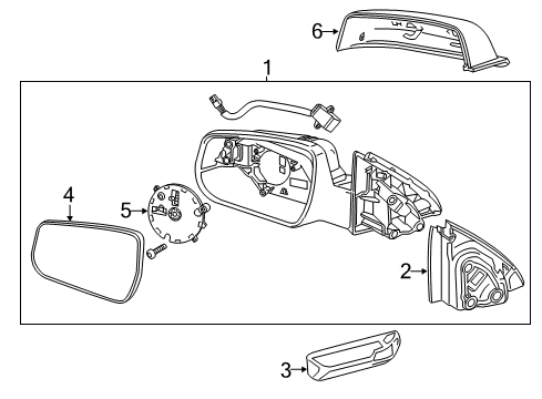 2013 Chevrolet Malibu Mirrors Mirror Assembly Diagram for 22860543