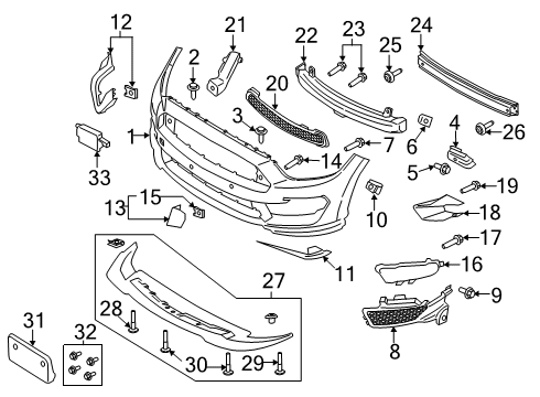 2020 Ford Mustang Front Bumper Lower Shield Bolt Diagram for -W716510-S300