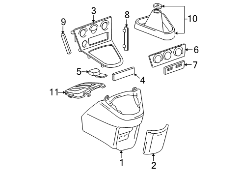 2003 Toyota Matrix Front Console Center Bezel Diagram for 55411-01060