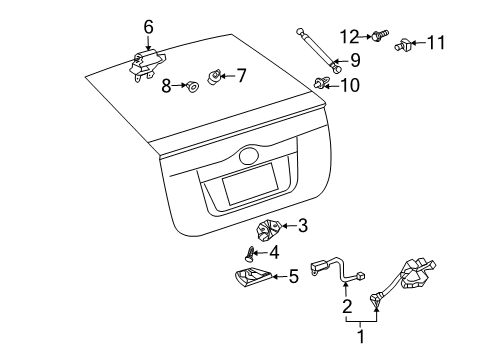 2007 Toyota Prius Lift Gate Mount Bracket Diagram for 68945-12030