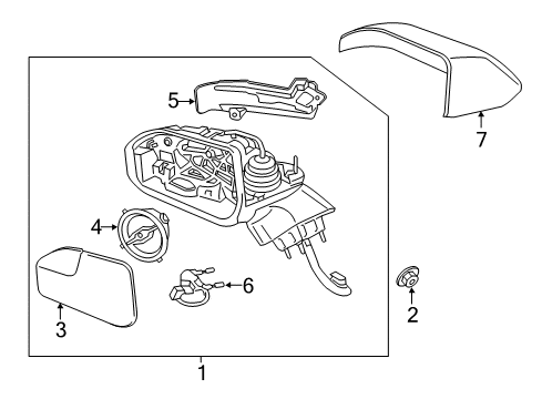 2018 Lincoln MKZ Outside Mirrors Mirror Assembly Diagram for HP5Z-17682-AE
