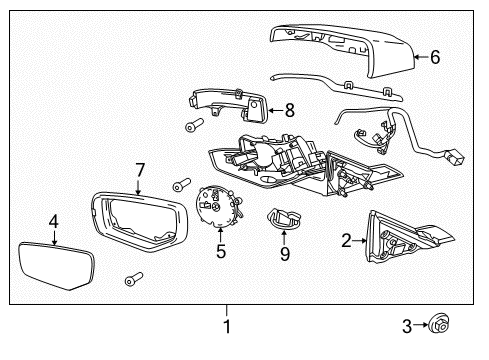 2018 Cadillac CTS Outside Mirrors Mirror Glass Diagram for 23432527