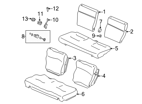 1997 Honda Civic Rear Seat Components Cover, RR. Seat Lock *NH178L* (EXCEL CHARCOAL) Diagram for 82223-SH3-003ZB