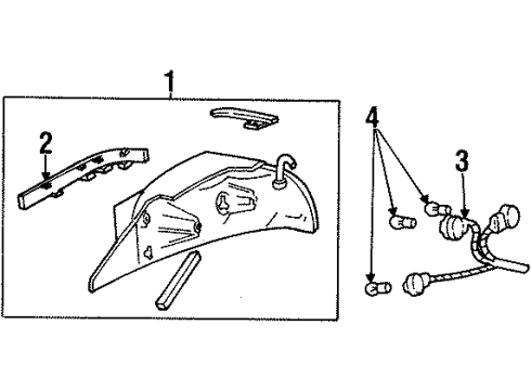 1995 Mercury Grand Marquis Bulbs Tail Lamp Assembly Diagram for F5MY-13404-A