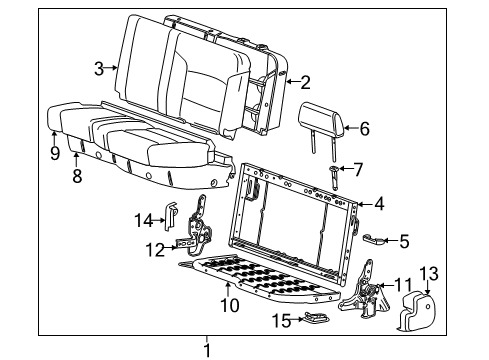 2015 GMC Sierra 3500 HD Rear Seat Components Seat Back Cover Diagram for 23221880