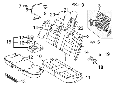 2010 Mercury Milan Rear Seat Components Seat Cushion Pad Diagram for AN7Z-54600A88-B