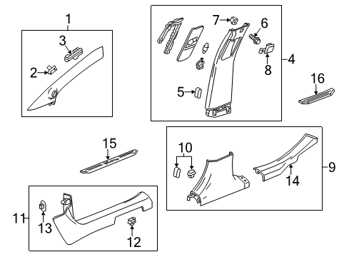 2019 Cadillac XTS Interior Trim - Pillars, Rocker & Floor Weatherstrip Pillar Trim Diagram for 84133030