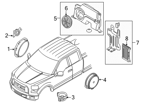 2018 Ford F-150 Sound System Tweeter Diagram for FL3Z-18808-E