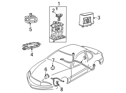 2002 Pontiac Grand Am ABS Components Module Asm, Electronic Brake Control Diagram for 12231871