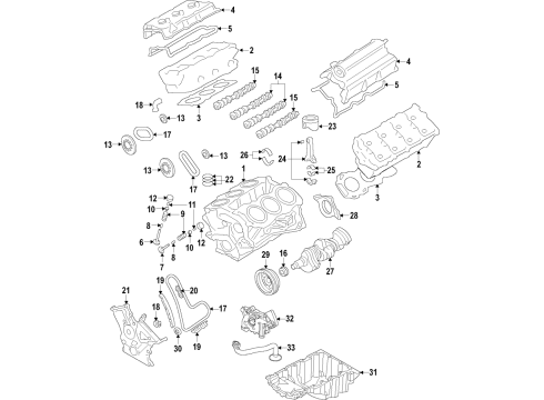 2017 Lincoln Continental Engine Parts, Mounts, Cylinder Head & Valves, Camshaft & Timing, Variable Valve Timing, Oil Cooler, Oil Pan, Oil Pump, Crankshaft & Bearings, Pistons, Rings & Bearings Pulley Diagram for 8T4Z-6312-B