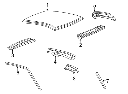 1998 Ford F-150 Roof & Components Rear Header Diagram for F65Z-1840484-A