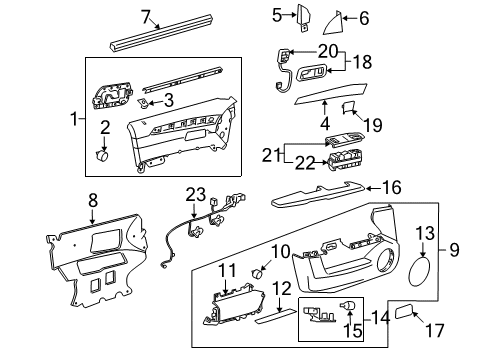 2007 Cadillac SRX Interior Trim - Front Door Trim-Front Side Door Center *Cocoa Diagram for 25807650