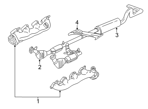 1997 Ford E-150 Econoline Club Wagon Exhaust Components, Exhaust Manifold Muffler Bracket Diagram for F6UZ-5A246-FA