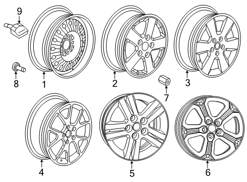 2009 Dodge Journey Wheels Aluminum Wheel Diagram for 1AN31PAKAB