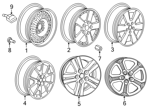 2019 Dodge Journey Wheels Aluminum Wheel Diagram for 5PS08RNWAB