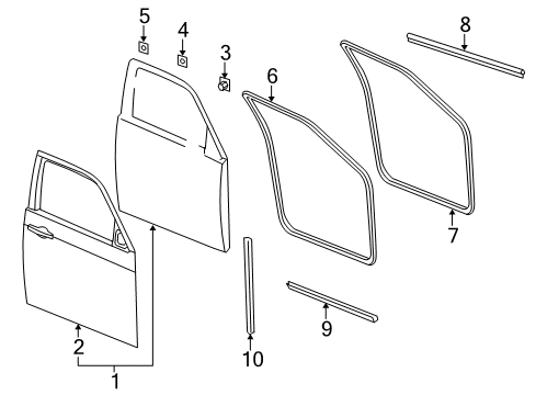 2006 Dodge Magnum Front Door WEATHERSTRIP-Front Door Opening Diagram for UQ20BD1AC