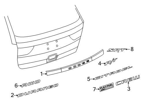 2014 Dodge Durango Exterior Trim - Lift Gate LIFTGATE Diagram for 68156575AH