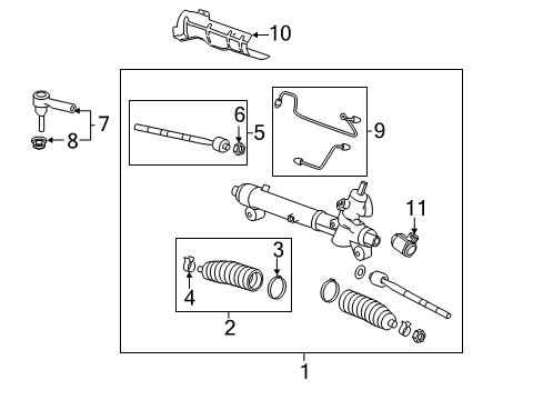 2011 Cadillac SRX P/S Pump & Hoses, Steering Gear & Linkage Inner Tie Rod Diagram for 25901292