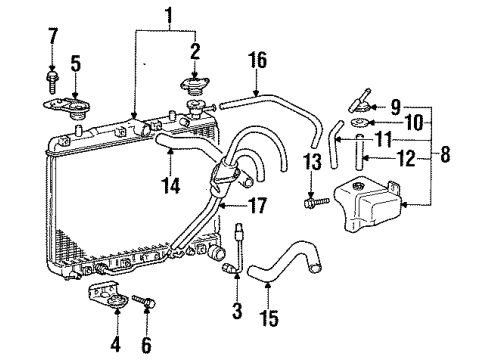 1990 Mitsubishi Precis Radiator & Components Gasket-Radiator Reservoir Cap Diagram for 25442-36000