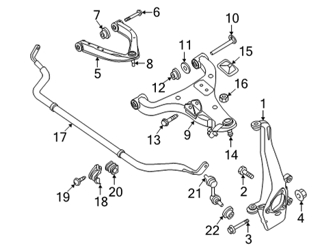 2022 Nissan Frontier Suspension Components, Stabilizer Bar & Components Nut Diagram for 08918-6441A