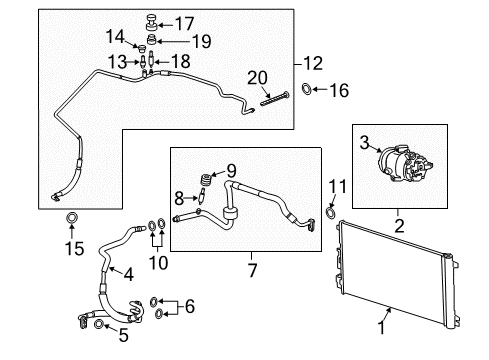 2008 Chevrolet Malibu A/C Condenser, Compressor & Lines Compressor Assembly Diagram for 19418181