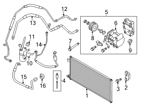 2012 Ford Transit Connect A/C Condenser, Compressor & Lines Condenser Diagram for 9T1Z-19712-A