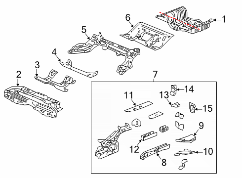 2019 Honda Civic Rear Body - Floor & Rails Crossmember, RR. Floor (Upper) Diagram for 65740-TGG-306ZZ