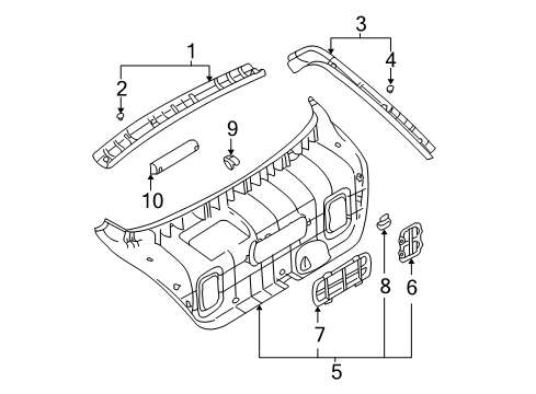 2002 Hyundai Elantra Interior Trim - Lift Gate Cover-TAILGATE Rear Lamp Diagram for 81752-2D200