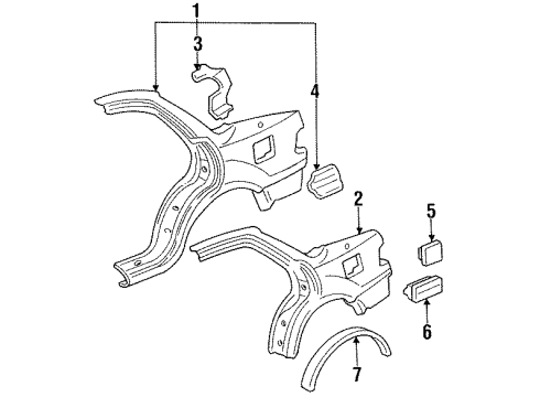 1991 Acura Integra Quarter Panel & Components Adapter, Fuel Cap Diagram for 63915-SK8-300ZZ