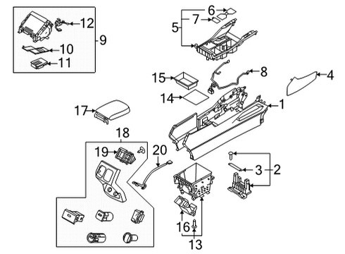 2021 Kia Sorento Center Console EXTN Wiring-Console Diagram for 84619P2000
