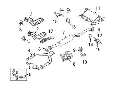 2007 Infiniti FX35 Exhaust Components Three Way Catalytic Converter Diagram for 208B2-CG725